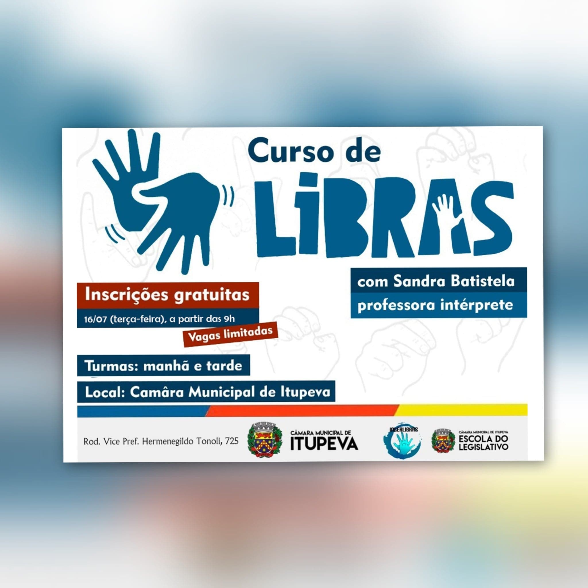 Câmara vai oferecer curso gratuito de Libras