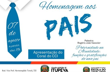 Câmara vai homenagear pais do município na próxima quarta, 7