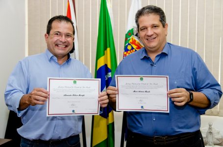 Prefeito Marcão Marchi e vice Alexandre Mustafa são diplomados pela Justiça Eleitoral nesta sexta-feira (18/12)